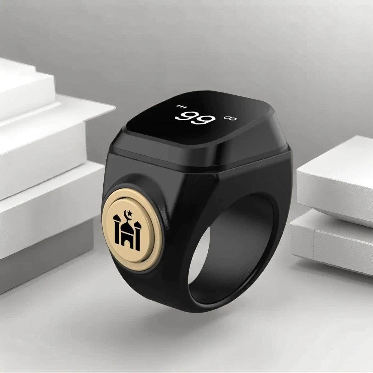 Smart Tasbih Zikr Ring with Azan Alarm Clock, 20mm - Muslim Digital Counter, APP Support - Waterproof Finger Counter Ring