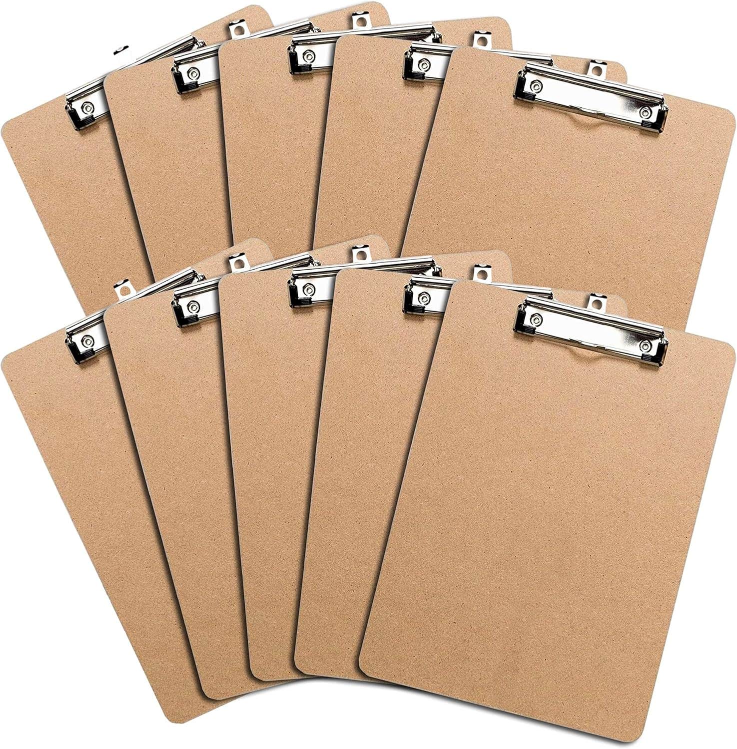 Office Solutions Direct Clipboards (Set of 10) ! ECO Friendly Masonite Clipboard Pack, Low Profile Clip Standard A4 Letter Size, Classroom Supplies