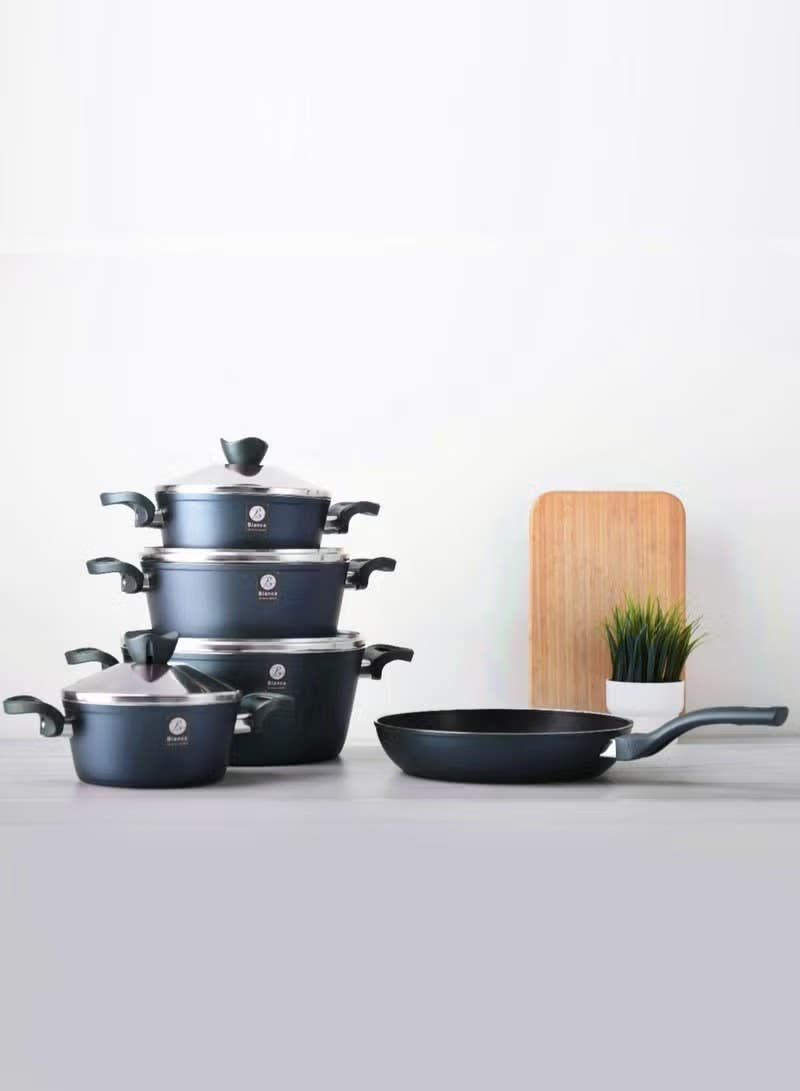 Bianca 9-Piece Granite Cookware Set - Blue, Non-Stick, PFOA/PTFE Free