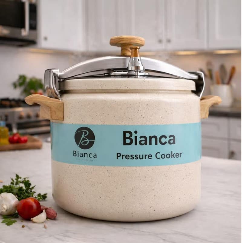 Bianca 8L Induction Pressure Cooker - Beige, Fast & Safe Cooking