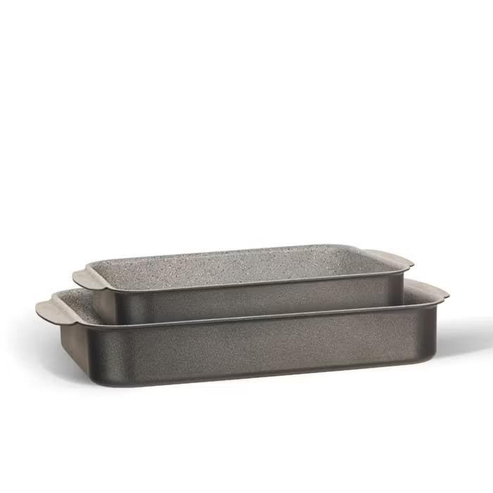 Bianca Granite Rectangle Tray Set - Non-Stick, Even Heat Distribution