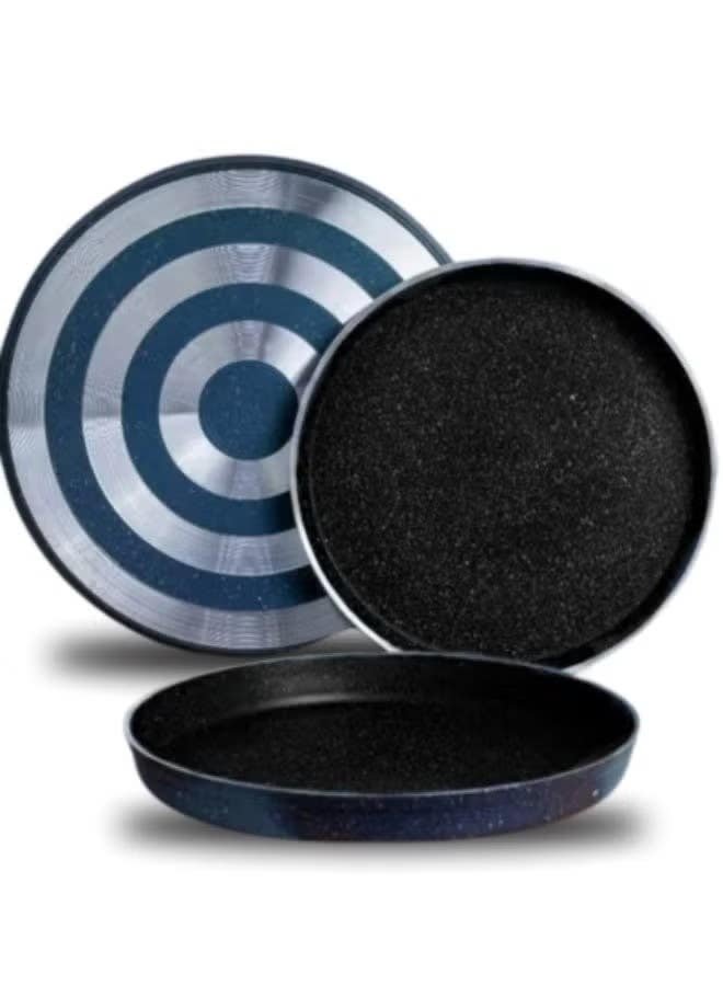 Bianca Non-Stick Granite Pizza Tray Set - 3 Pcs, 26-28-32cm, Blue