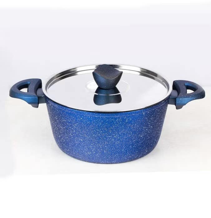 Bianca 28cm Blue Granite Pot - Non-Stick, Even Heat Distribution