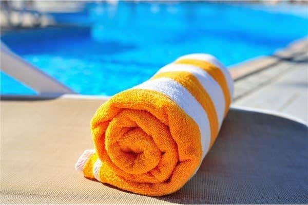 Large 100x200cm Cotton Beach Towel - Quick Dry Yellow&White - Super Absorbent