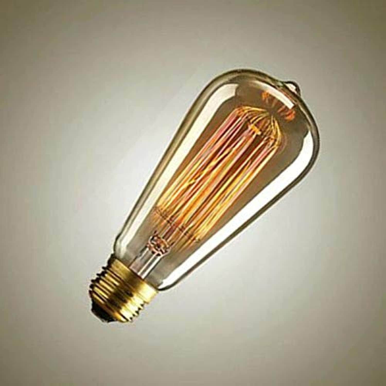 Edison Handmade Lamps Carbon Filament Clear Glass's Retro Vintage Incandescent Bulb 40W 220V E27 ST64 YELLOW , 2724734703096