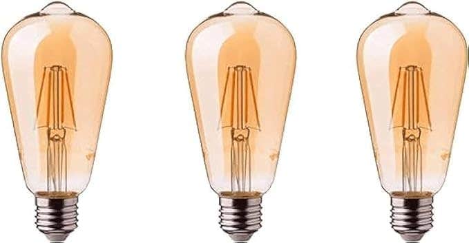 Generic LED Decorative Edison ST64 Light Bulb 4W Yellow - Pack of 3
