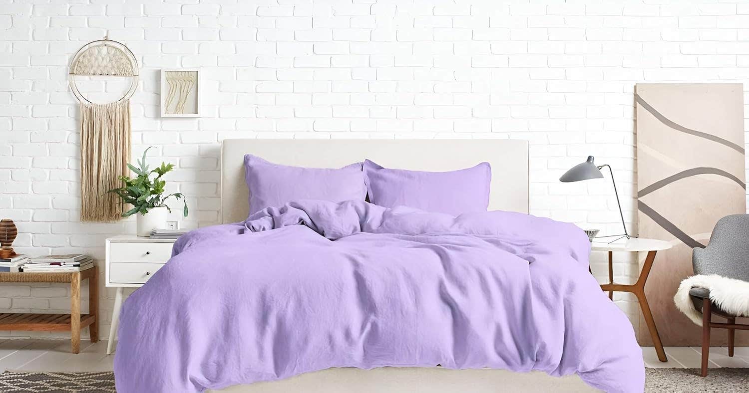 Premium Lavender Cotton Duvet Cover Set - 3 Pieces (180x220) - High Quality Material