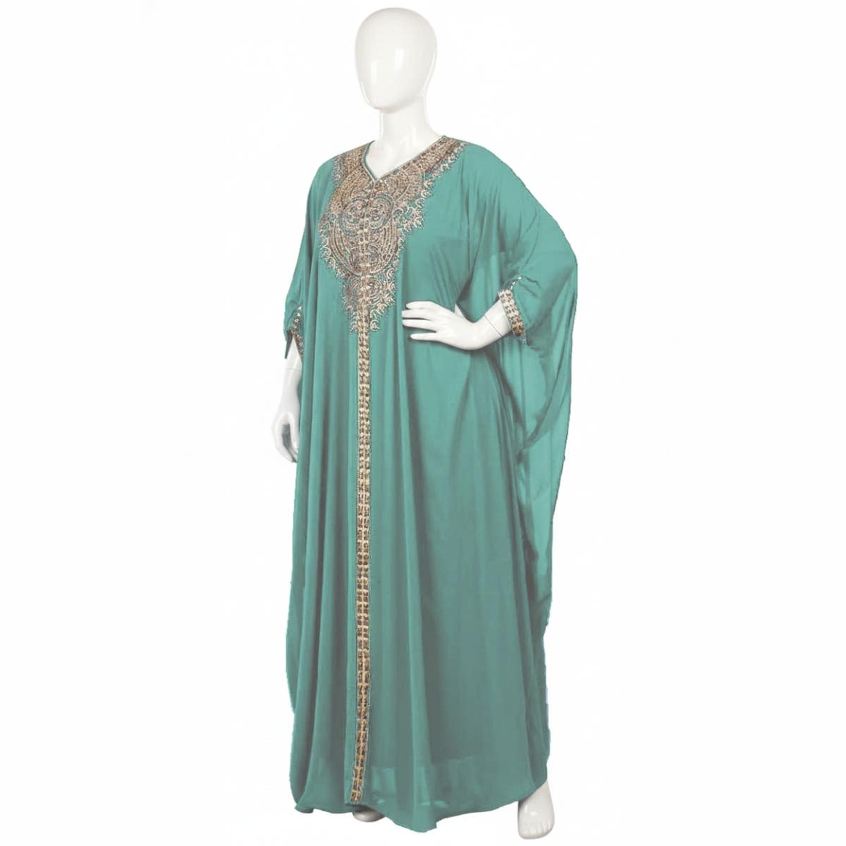 Women's Abaya - Gamal Sons, Chiffon, 2 Pieces, For Occasions - Light Green