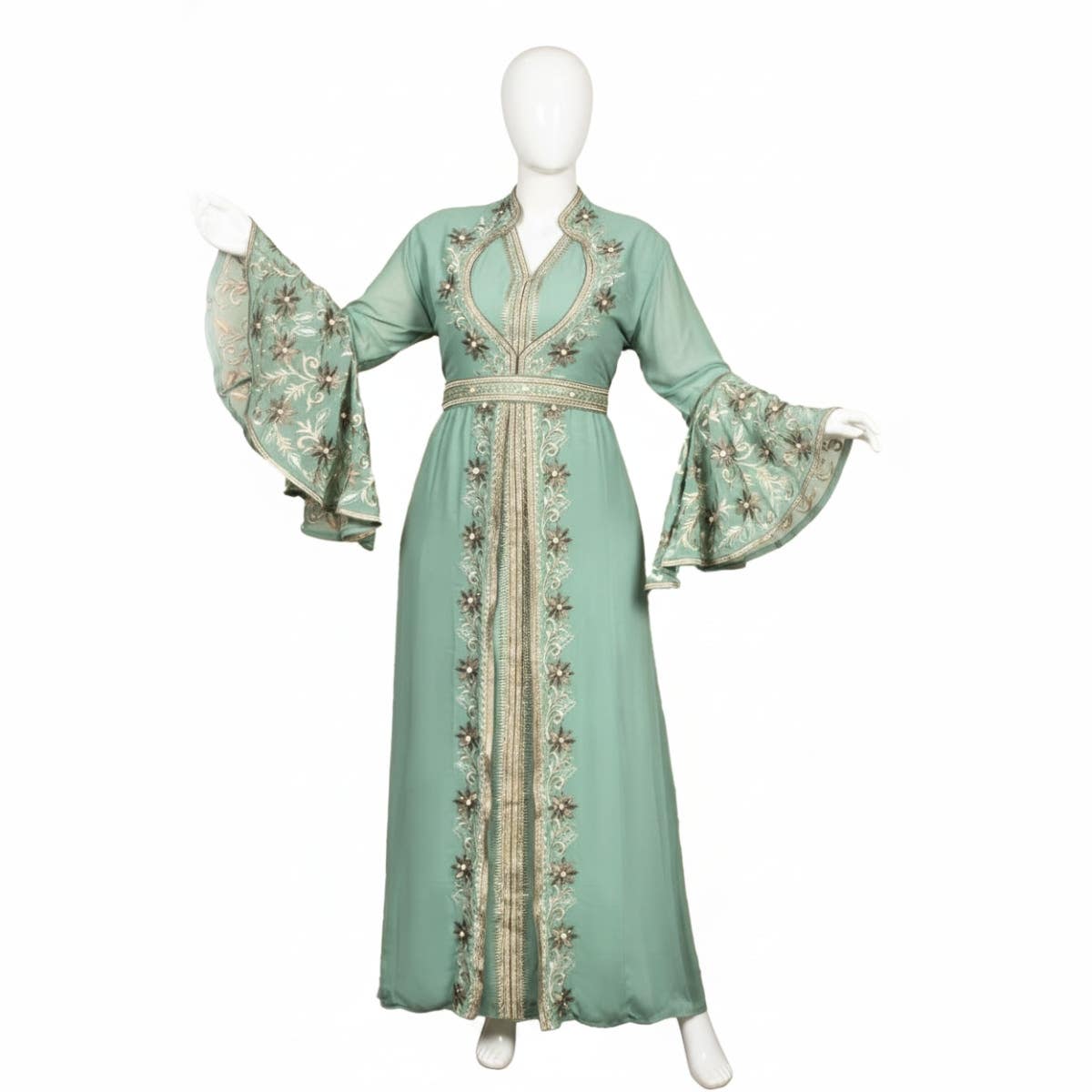 Women's Abaya - Gamal Sons, Chiffon, 2 Pieces, For Occasions - Turquoise