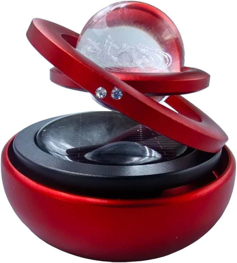 KITUREK Solar Powered Car Air Freshener, Red Aluminum Aromatherapy Diffuser