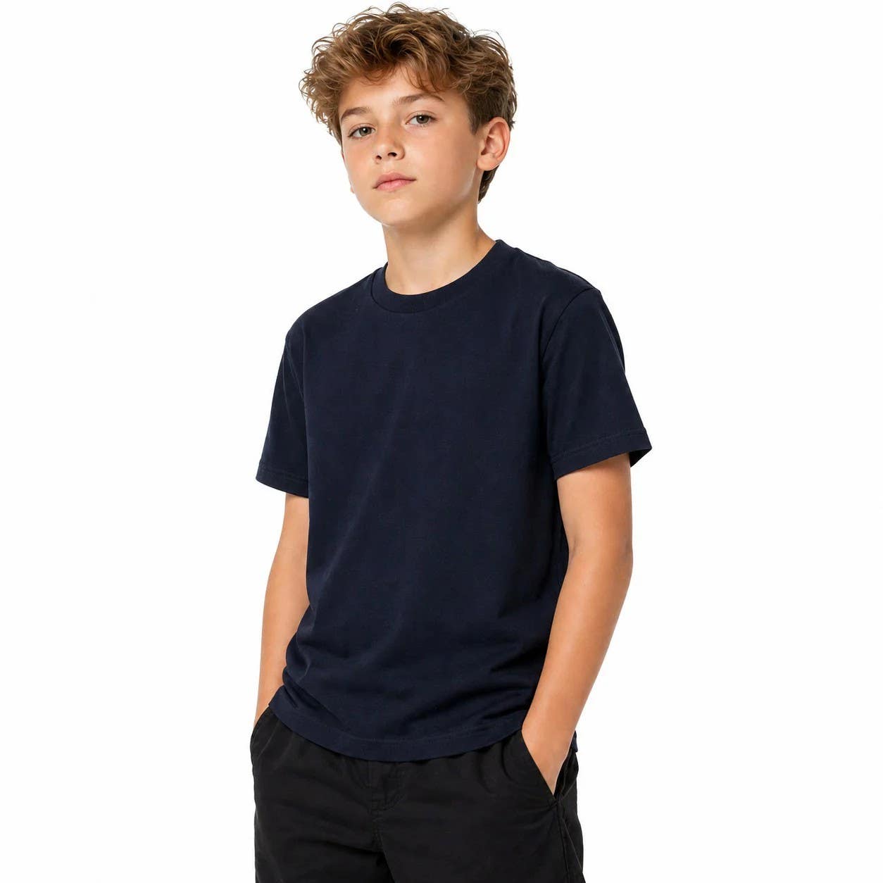 CAESAR Boys' Blue Lycra Short-Sleeved T-Shirt with Chest and Back Prints