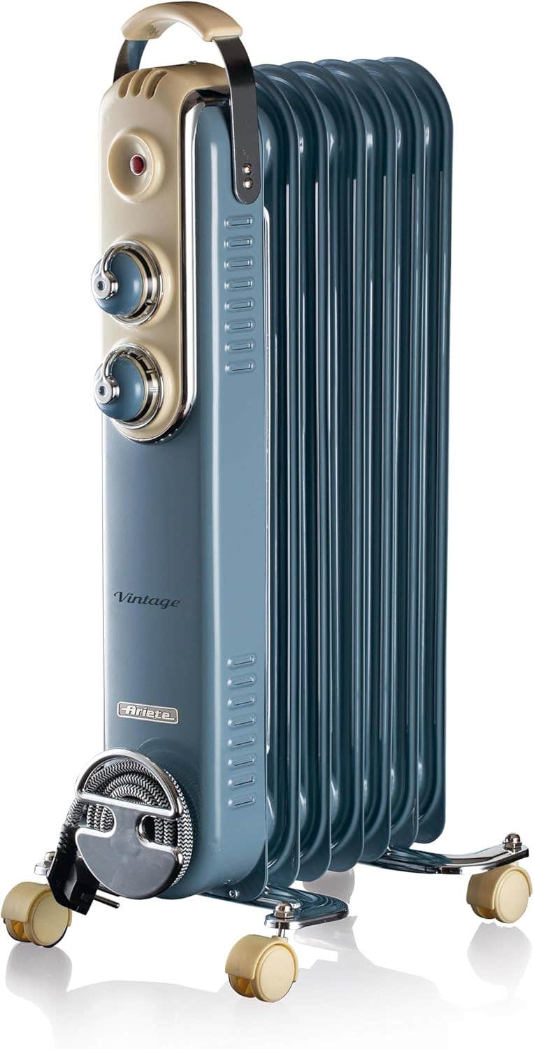 Ariete 837 Vintage Oil Cooler - 1500W, 3 Power Levels, Sky Blue