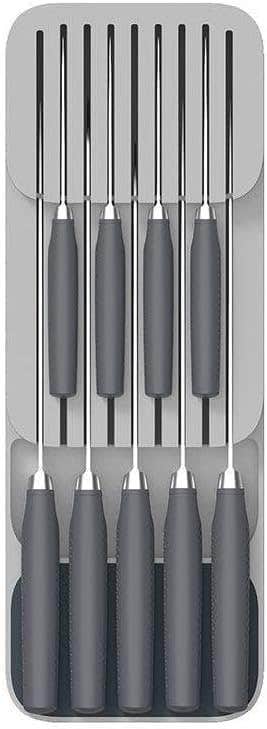 Knife Drawer Organizer - Multi-Layer Design - Holds 10 Knives - Grey