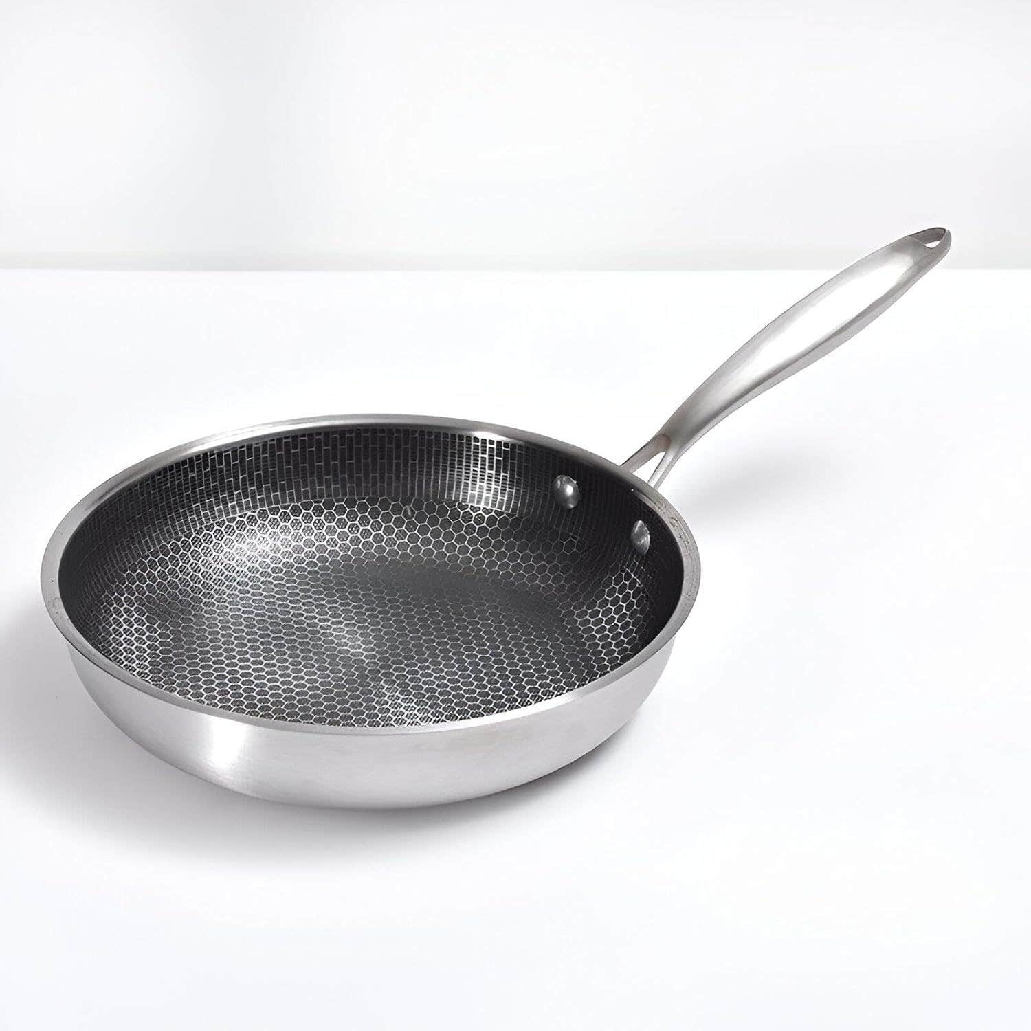 Premium Stainless Steel Non-Stick Skillet - 32 cm Honeycomb Design