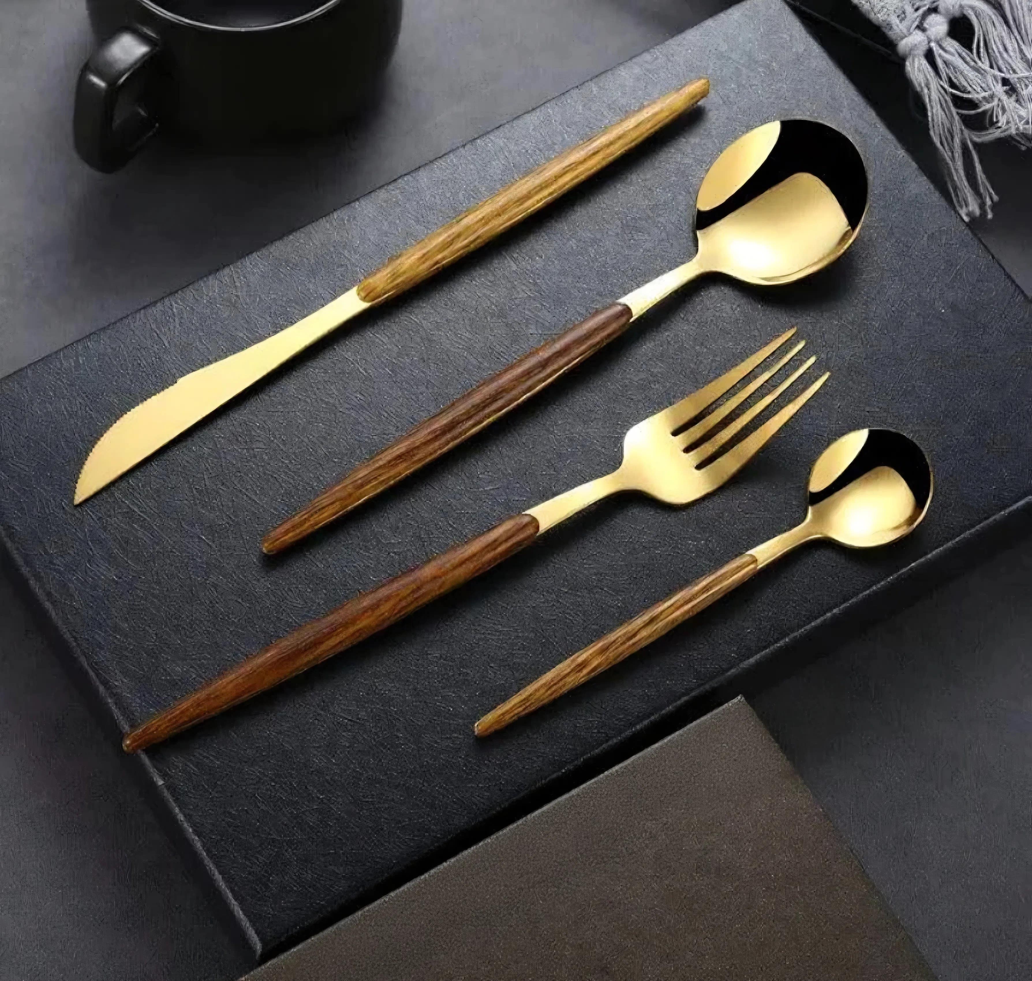 Silverware Set of 24 Pieces with Elegant Storage Box for Daily Dining & Formal Table Settings - Professional Kitchen Utensils for Six People