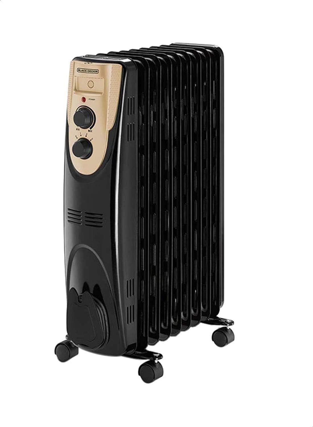 BLACK+DECKER 9-Fin Oil Radiator Heater - 2000W, Black
