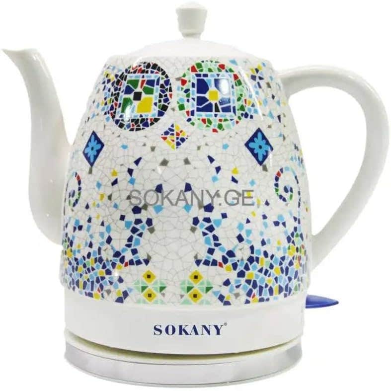 SOKANY Ceramic Electric Teapot SK-09008 - 1000W, 1.5L Multicolor