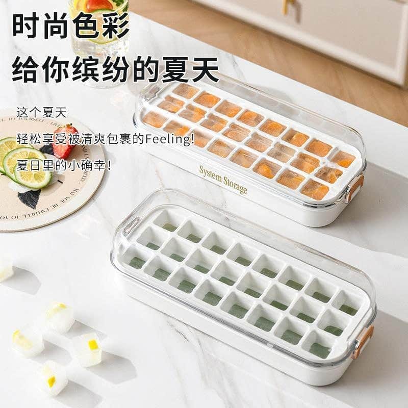 Generic Silicone Ice Cube Tray with Acrylic Lid & Spoon - Makes 24 Ice Cubes