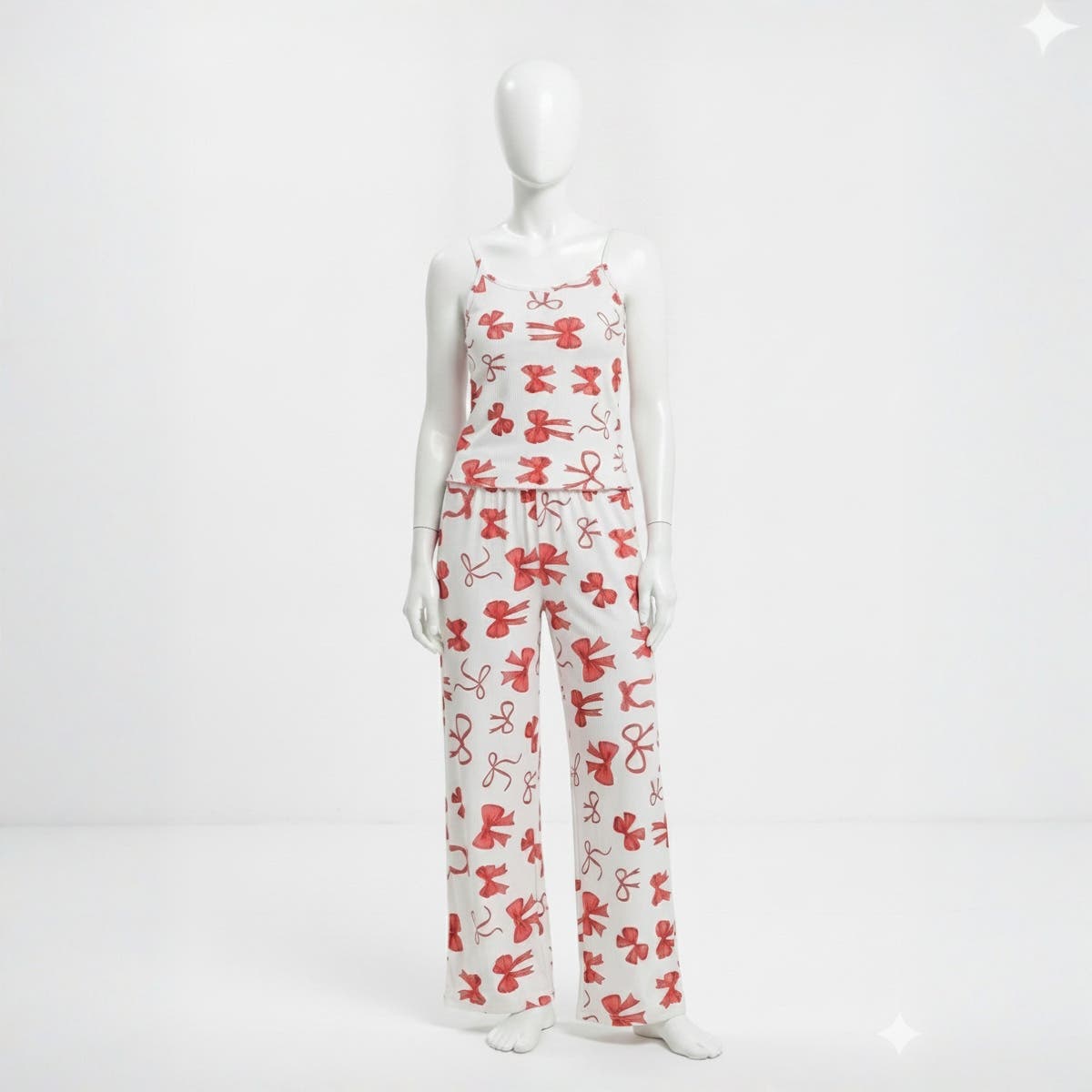 CAESAR Women's Bow Pattern Derby Pajama Set - Multicolour, Size 3XL
