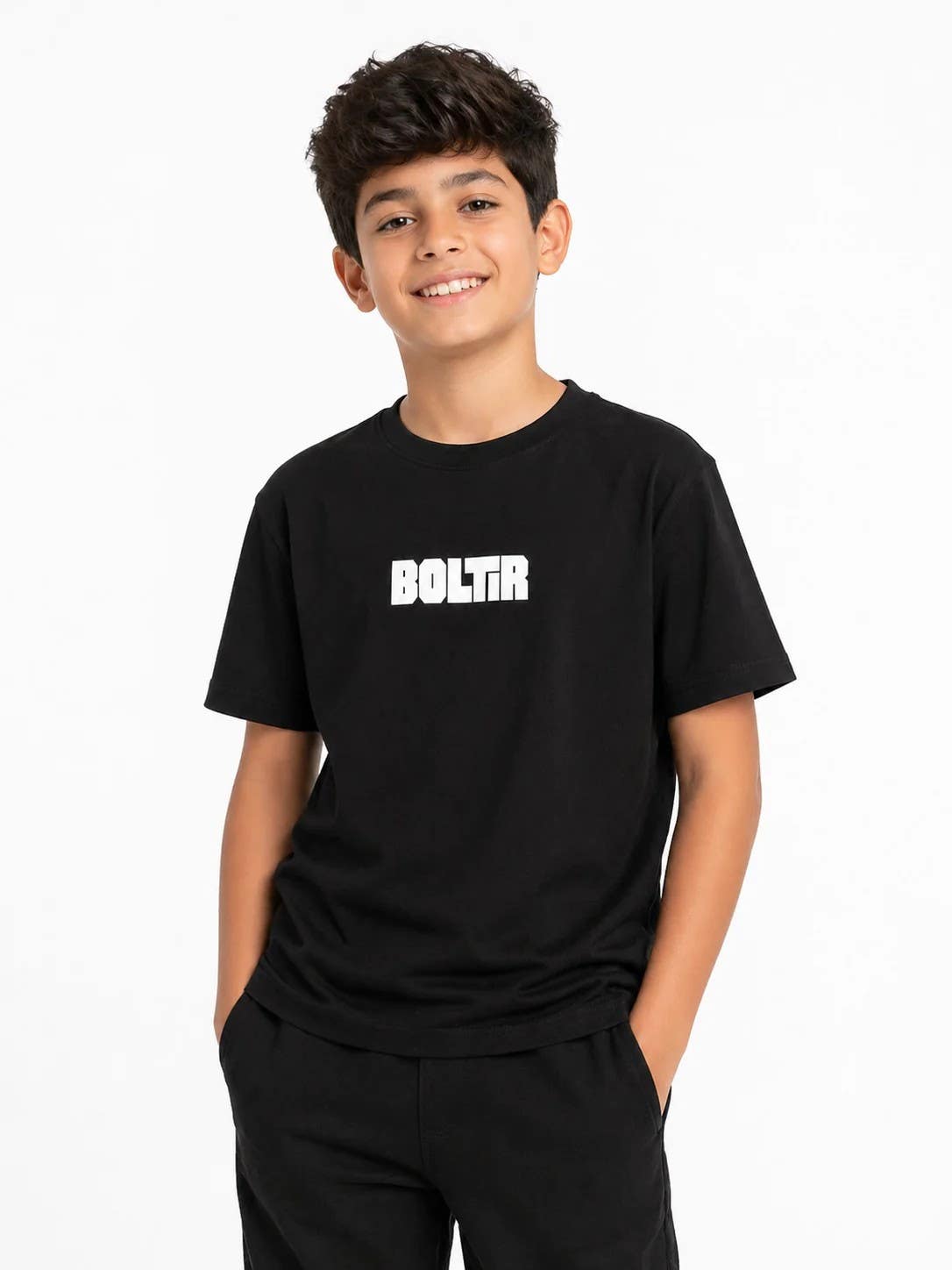 CAESAR Boys Lycra Short-Sleeved T-Shirt with Stylish Chest & Back Prints - Black