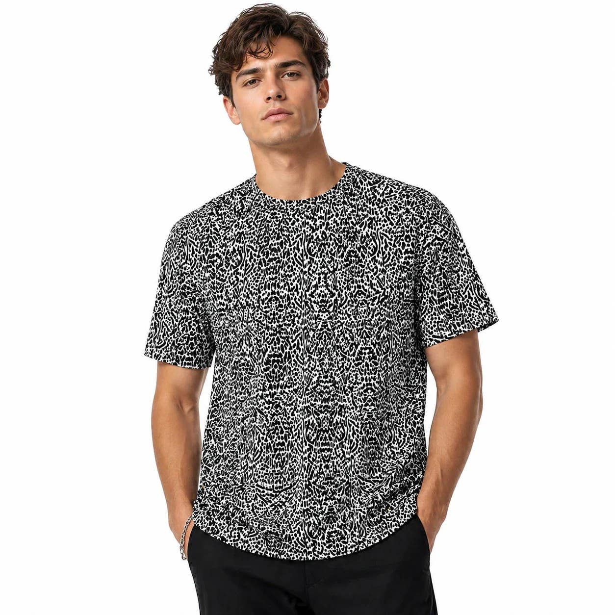 CAESAR Men's Sublimation Sports T-Shirt - Short Sleeve - Black White