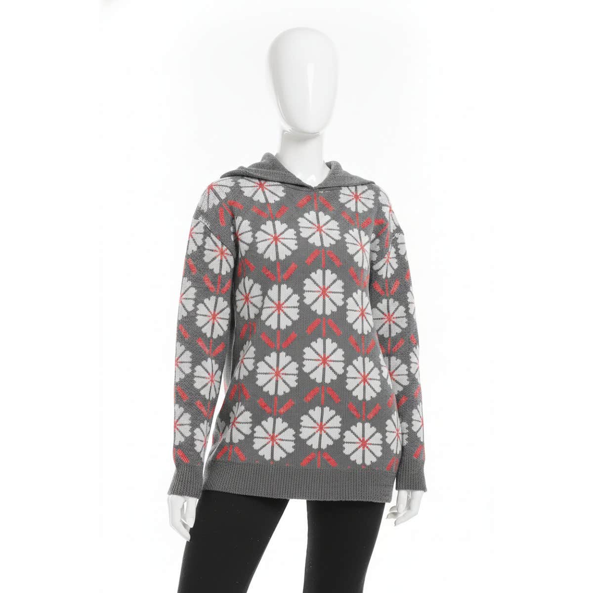 CAESAR Women's Wool Hooded Pullover with Pattern - Multicolor
