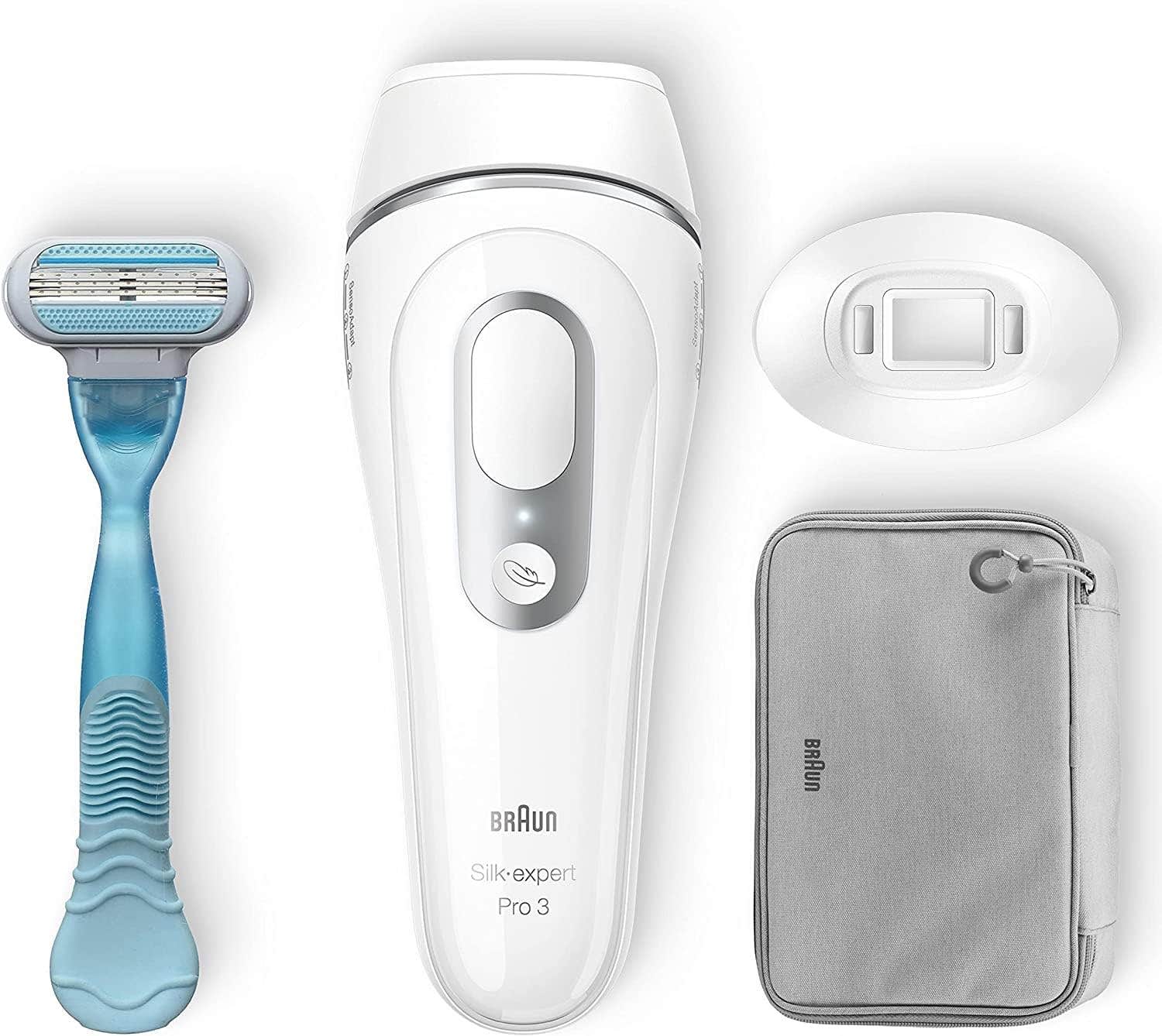 Braun Silk·Expert Pro 3 PL3121 - Latest Generation IPL For Women And Men, At Home Hair Removal Device, White/Silver, With Pouch, Precision Head And Venus Razor