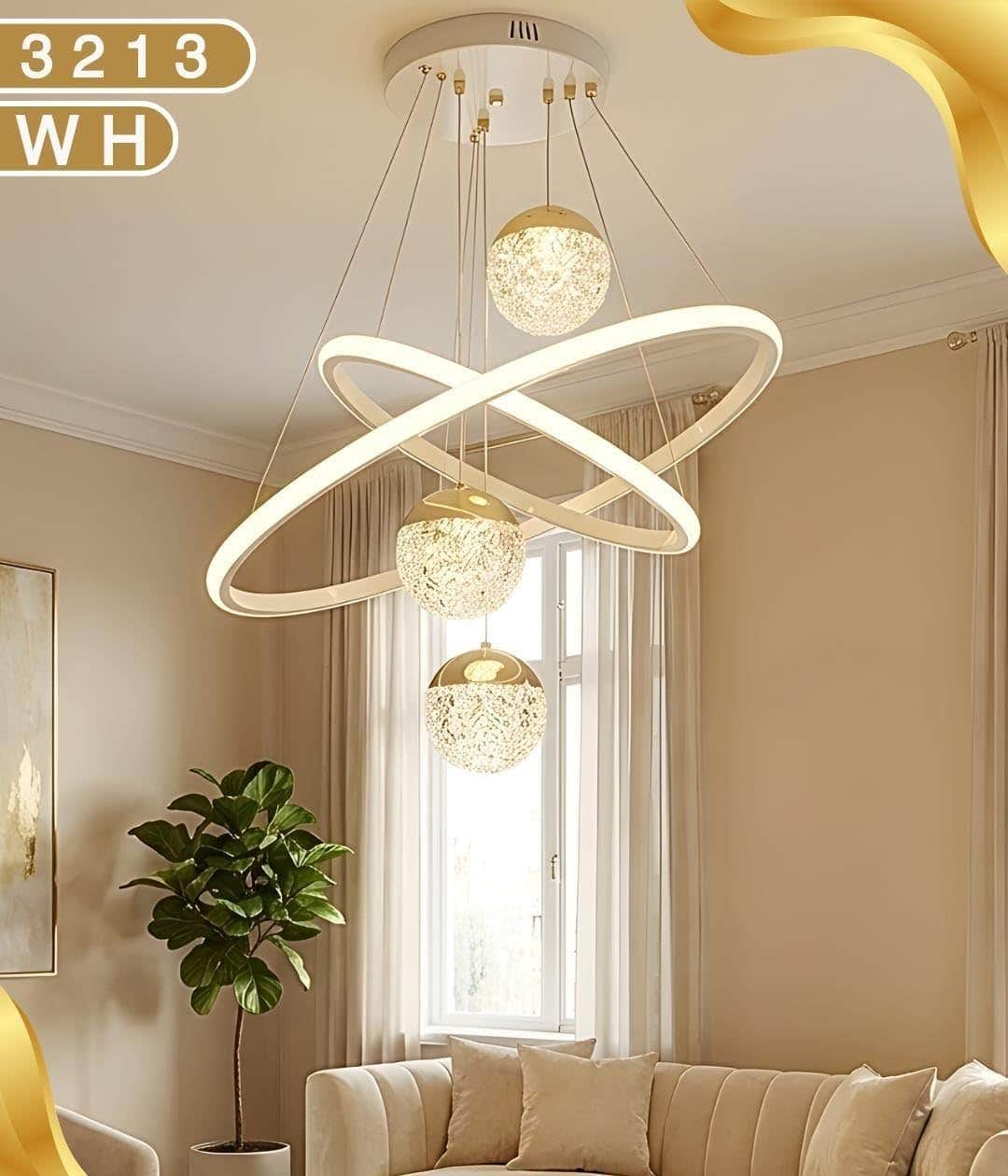 Modern Gold LED Chandelier - Adjustable Lighting