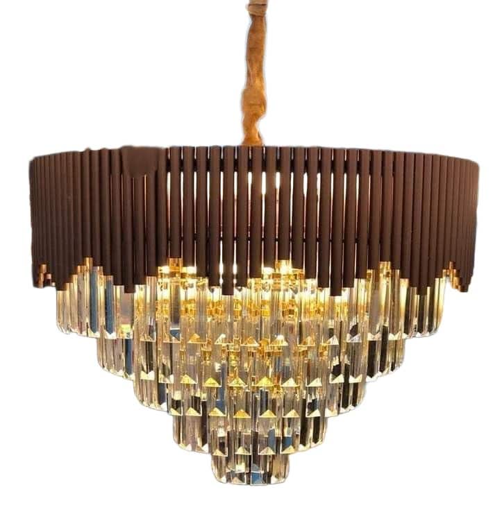 Modern Crystal Chandelier Brown & Gold