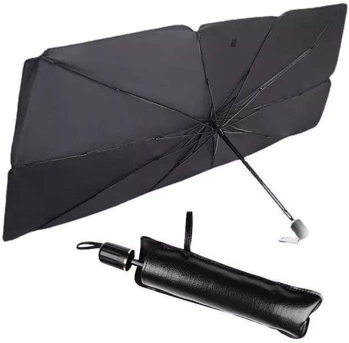 Car Windshield Sunshade Umbrella 130x75cm - Grey Polyester - Universal Fit - UV Protection