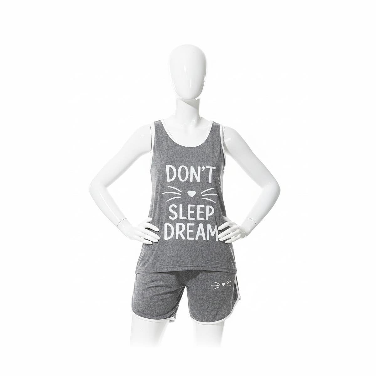 CAESAR Women's Cotton Pajama Set with Hot Shorts - Grey