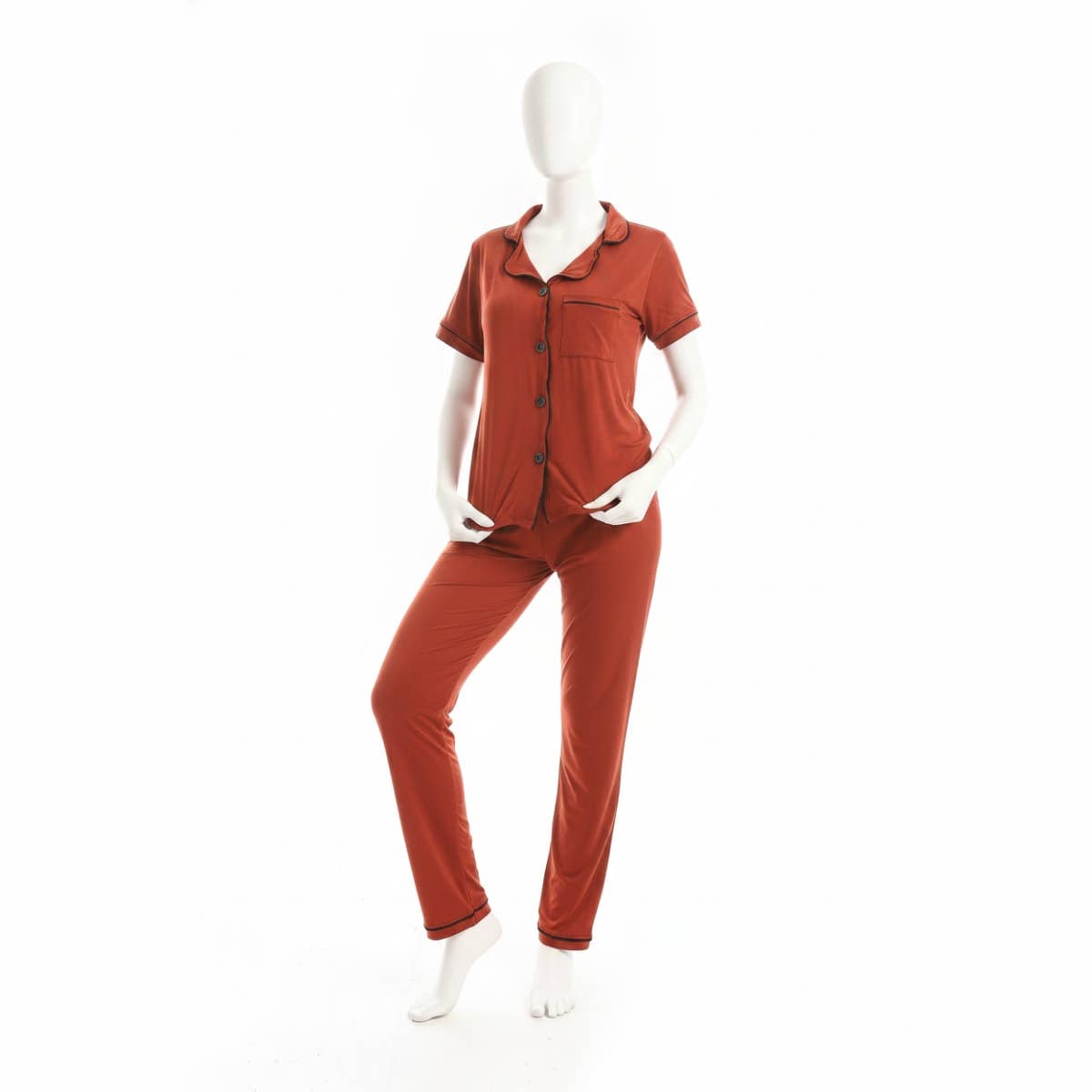 CAESAR Women's Button-Down Front Pajama Set - Lightbrown