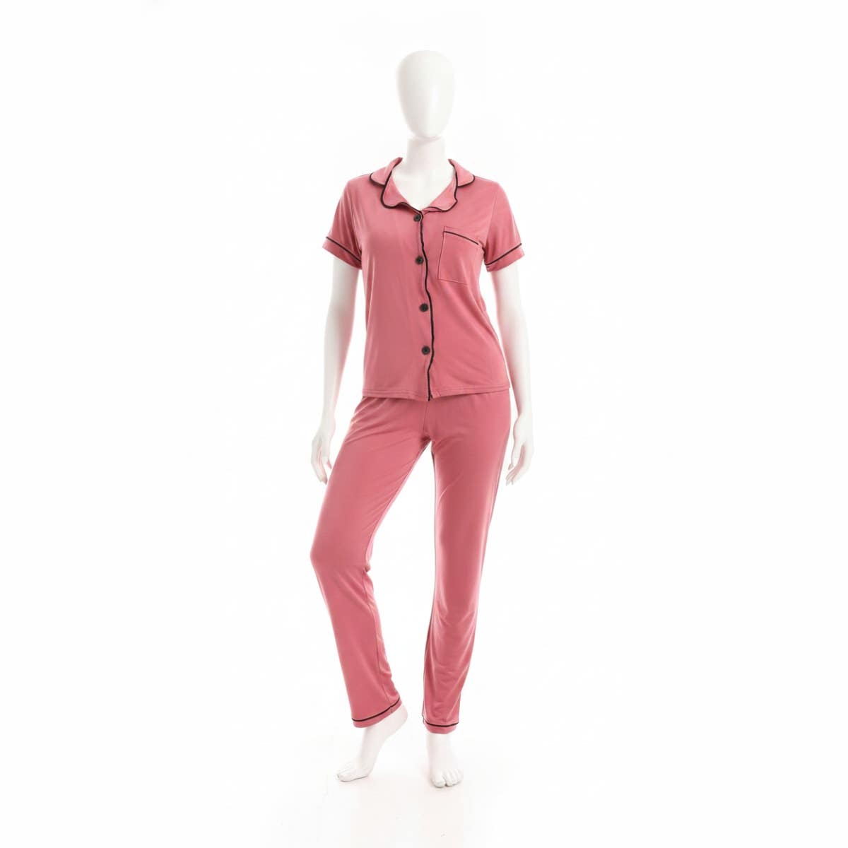 CAESAR Women's Button-Down Front Pajama Set - Darkpink