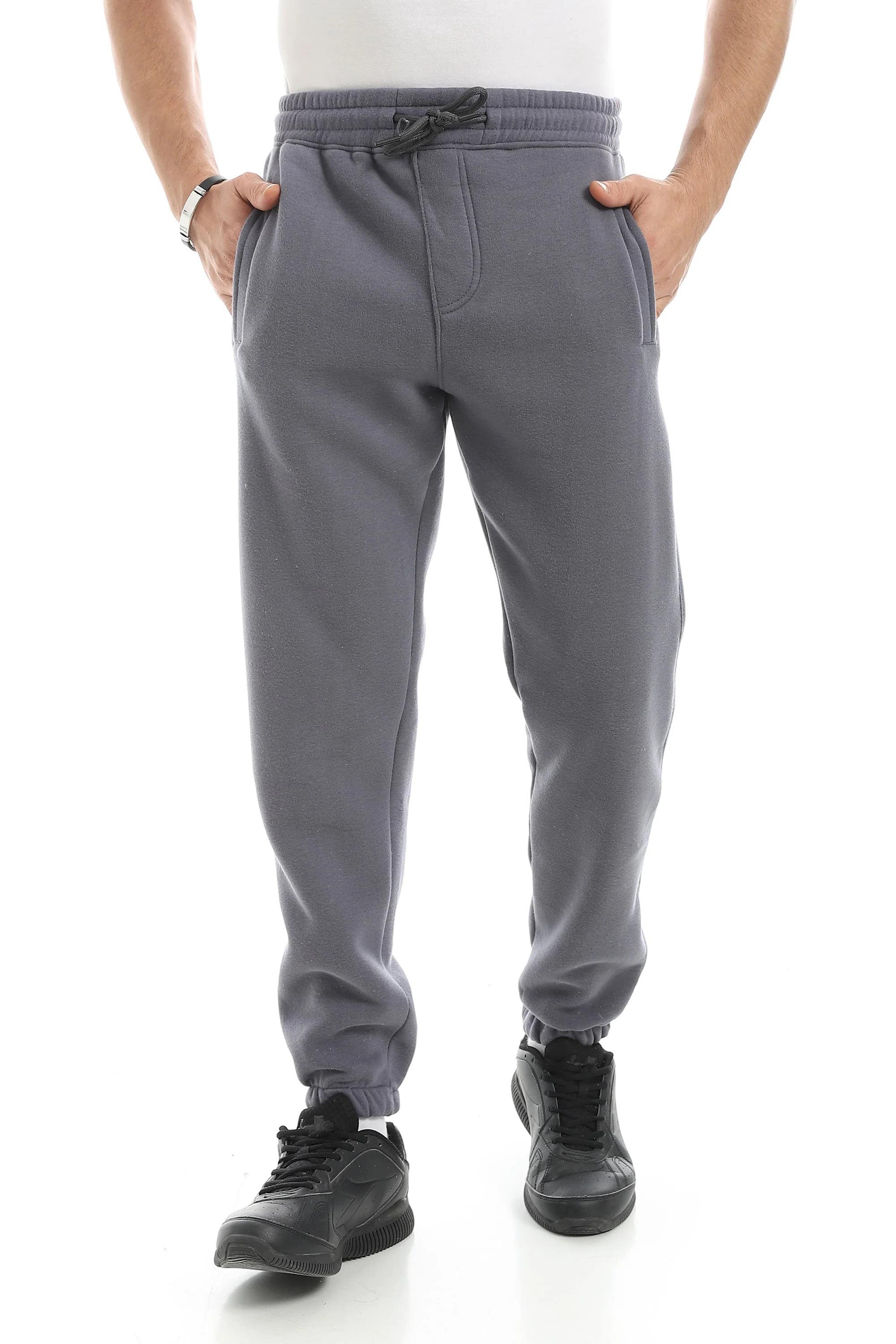 CAESAR Men's Melton Cotton Pants with Pockets - Dark Grey