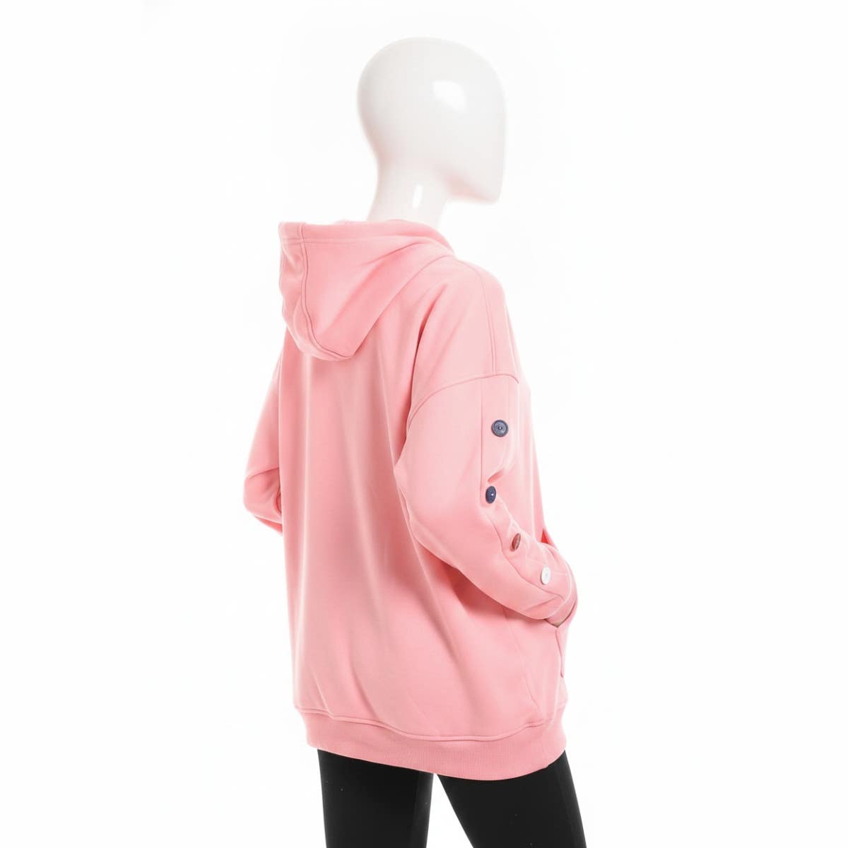 CAESAR Women's Oversized Cotton Hoodie with Front Pockets - Pink