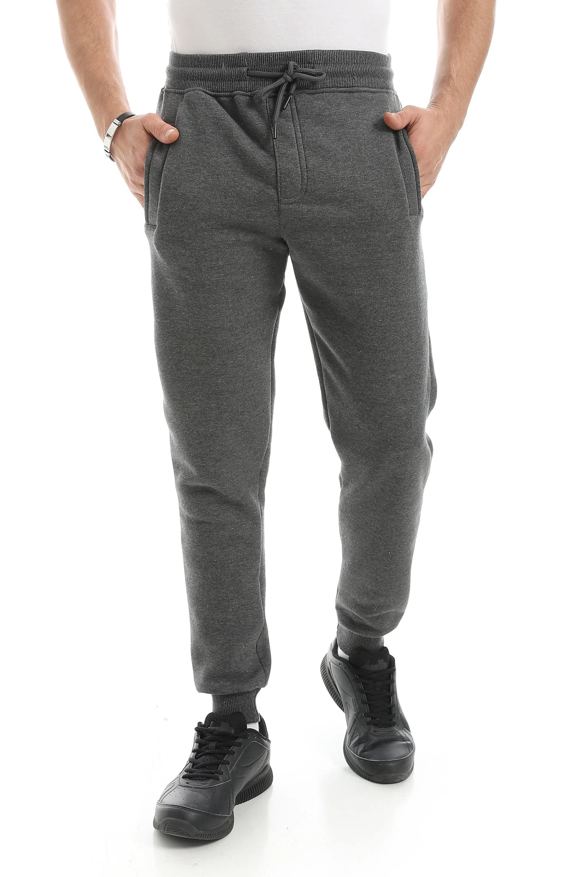Men's Cotton Winter Pants with Side Pockets - Casual Comfort and Style - Dark grey