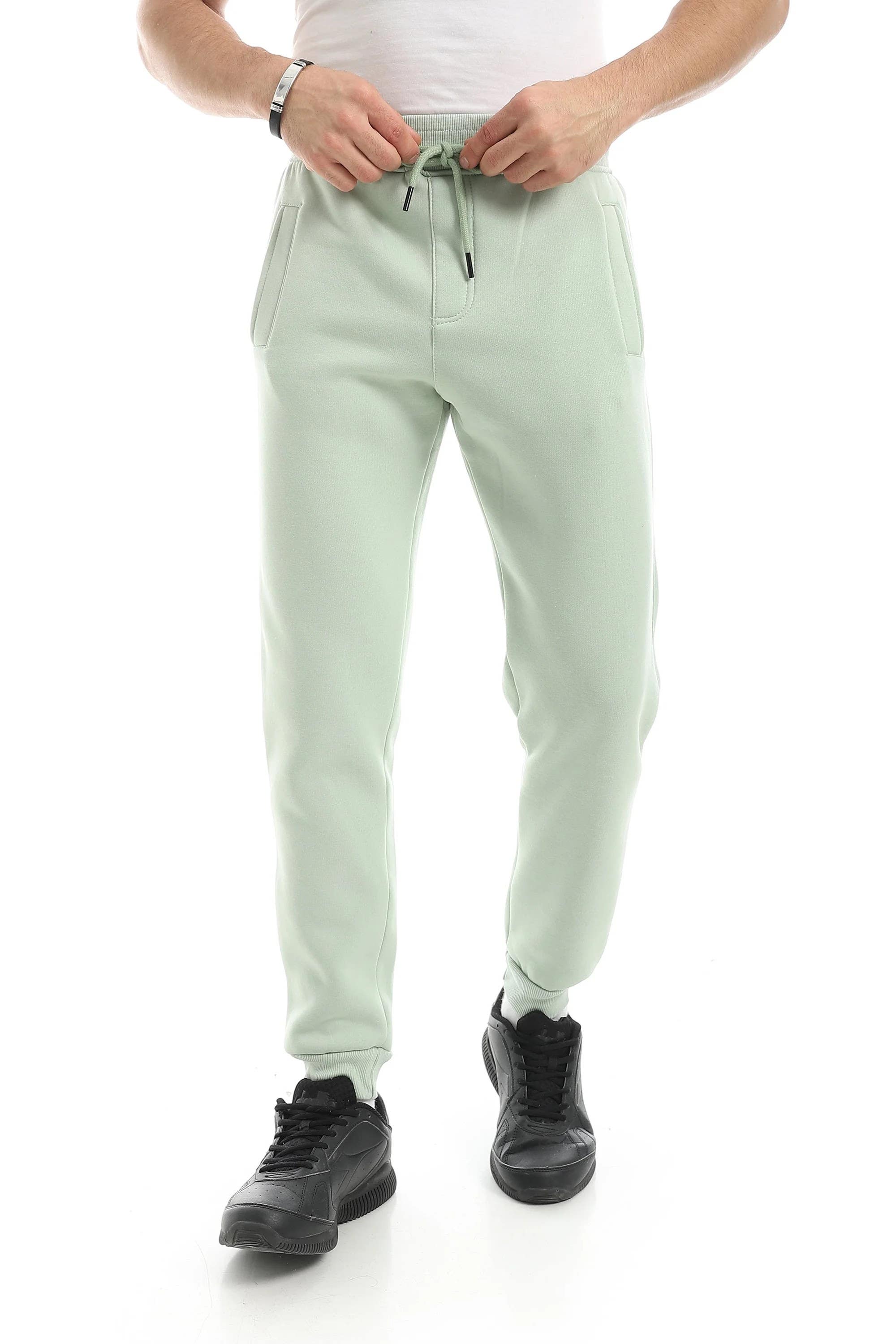 CAESAR Men's Melton Cotton Pants with Pockets - Comfortable Fit - Ment green