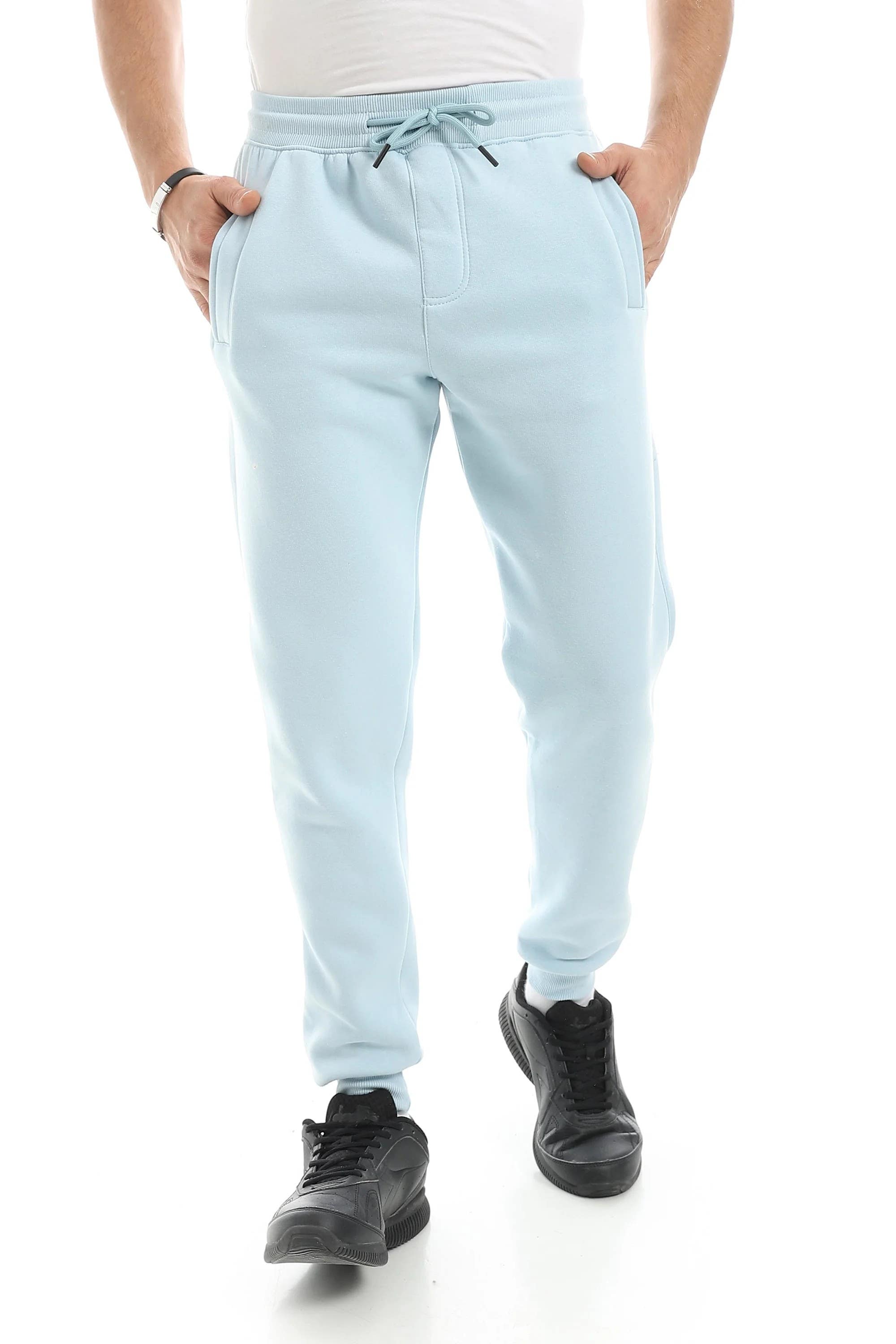 CAESAR Men's Melton Cotton Pants with Pockets - Comfortable Fit - Blue Sky