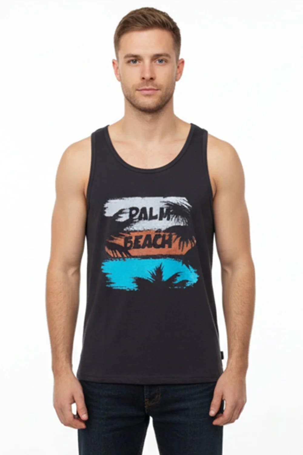 CAESAR Men's Sleeveless T-Shirt with Chest Print - black