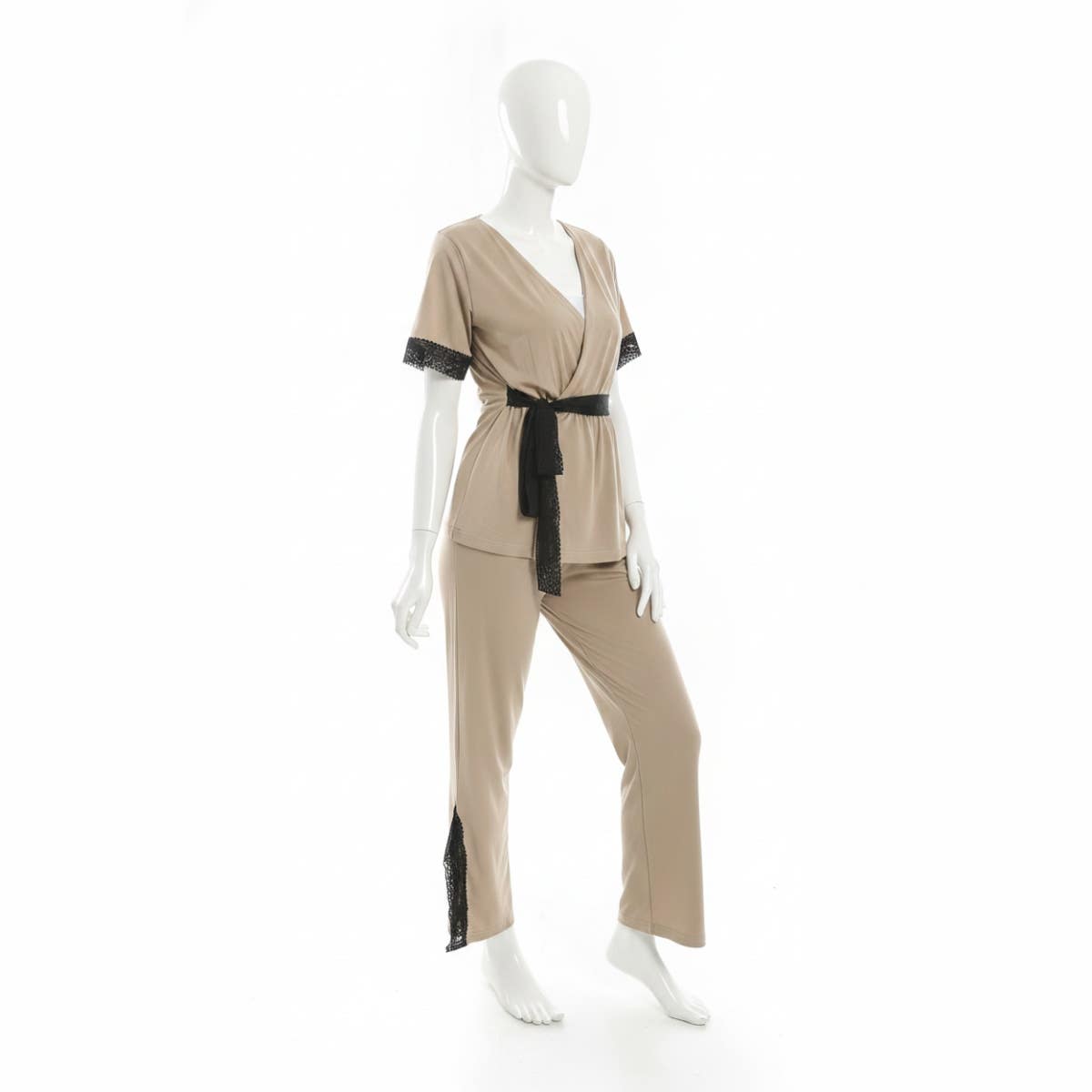 Women's Two-piece Pajamas with a belt at the waist