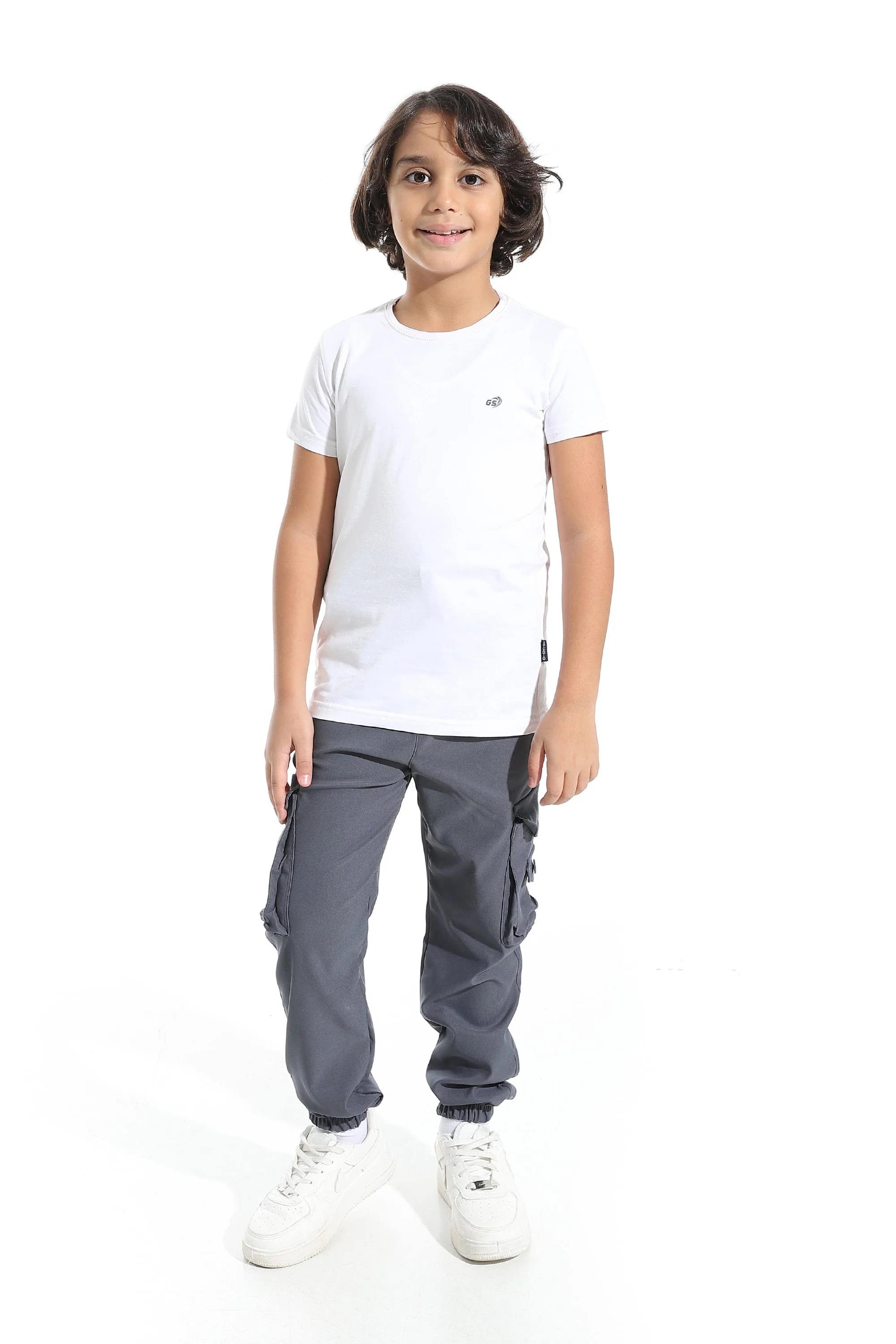 CAESAR Boys' Cargo Pants with Pockets - dark grey