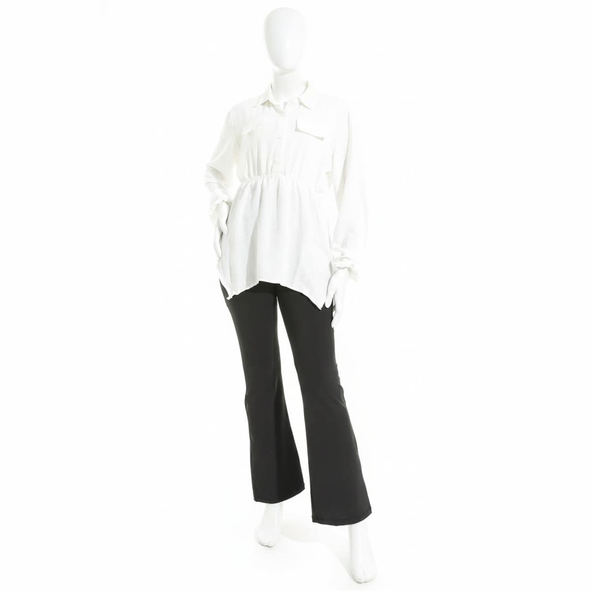 CAESAR Women's Cotton Blouse with Front Pockets - White