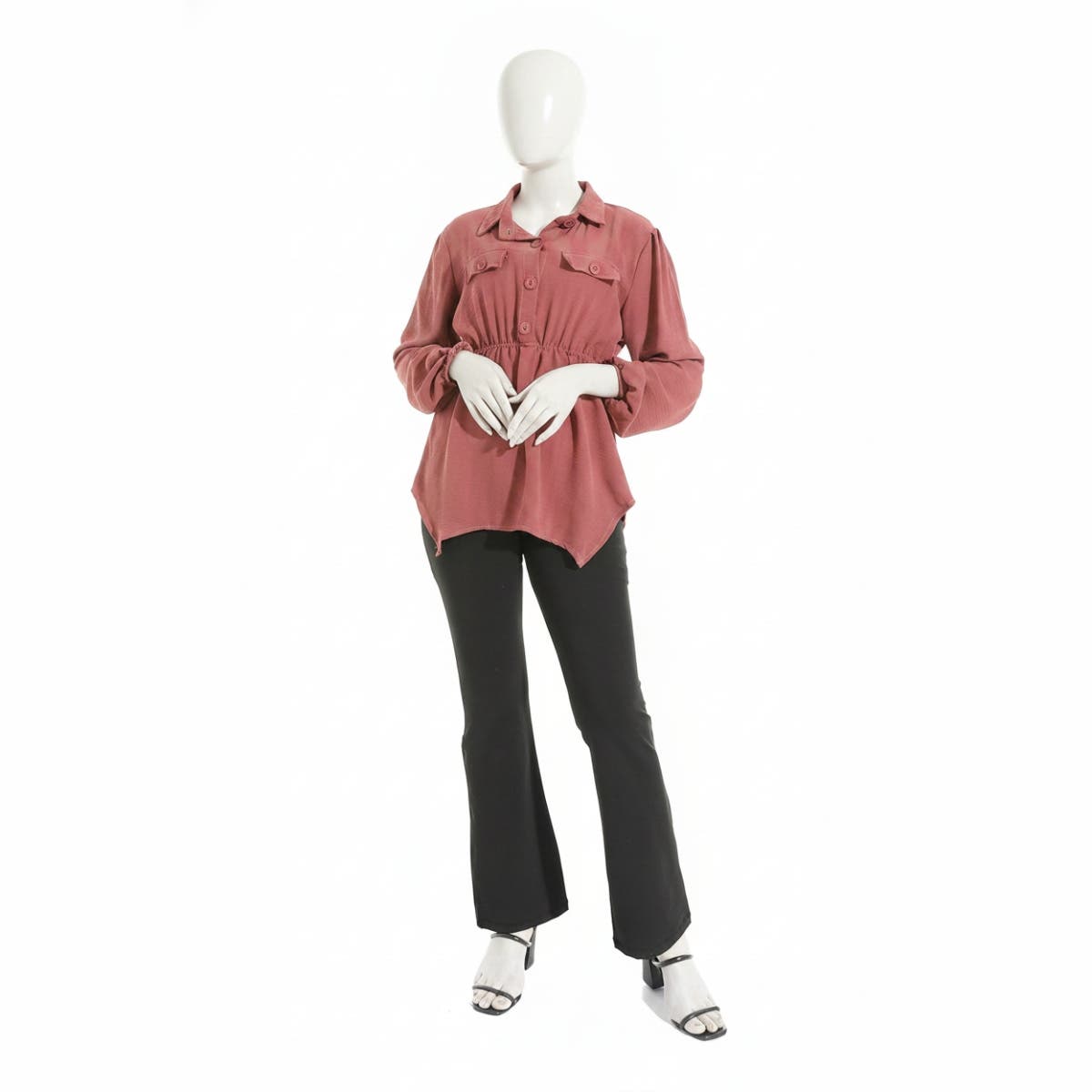 CAESAR Women's Cotton Blouse with Front Pockets - Darkpink
