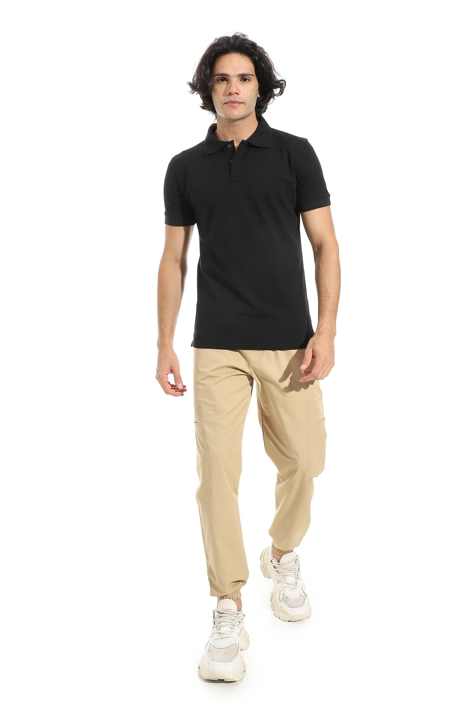 CAESAR Men's Egyptian Cotton Polo T-Shirt - black