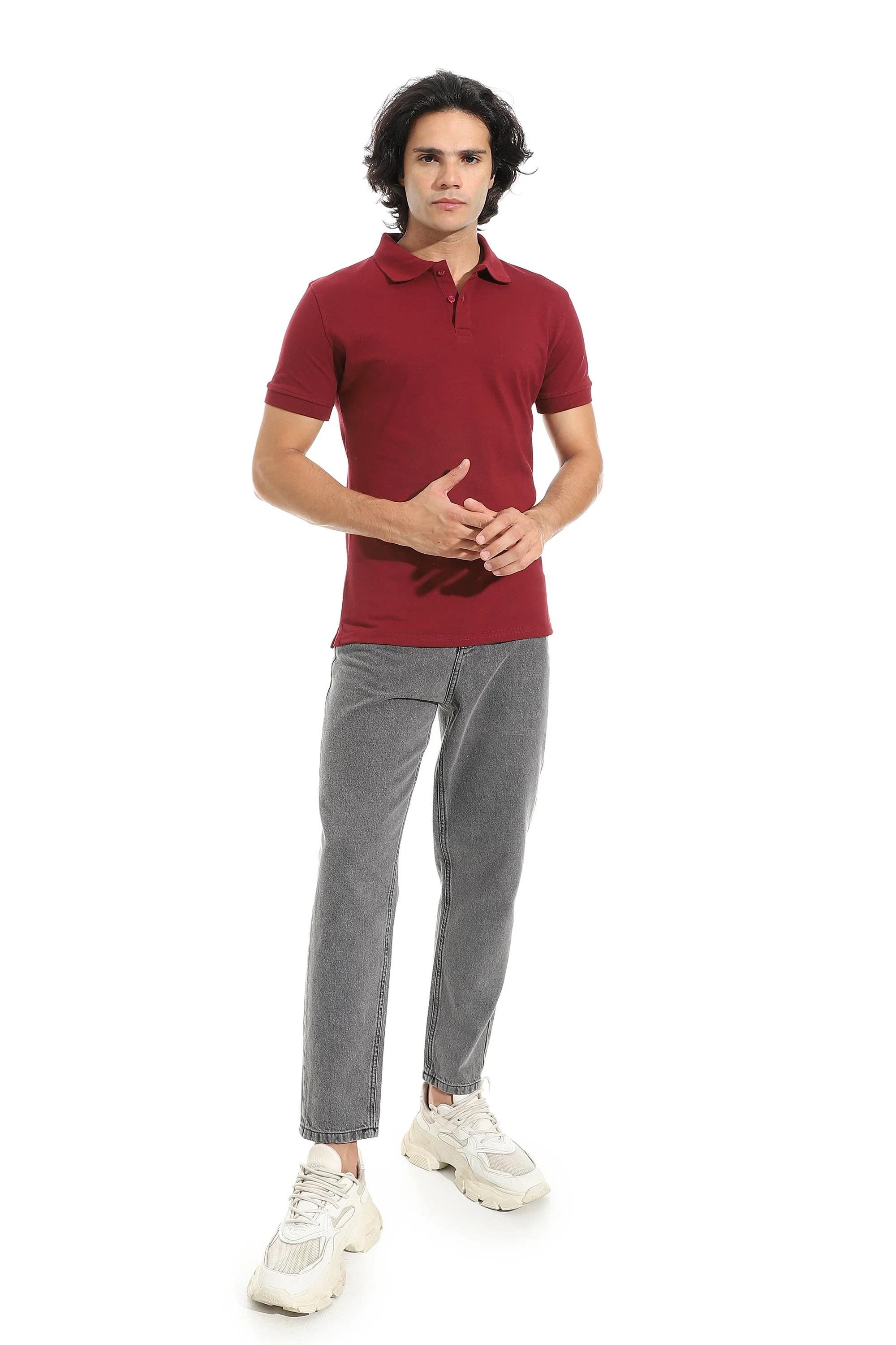 CAESAR Men's Egyptian Cotton Polo T-Shirt - Burgundy
