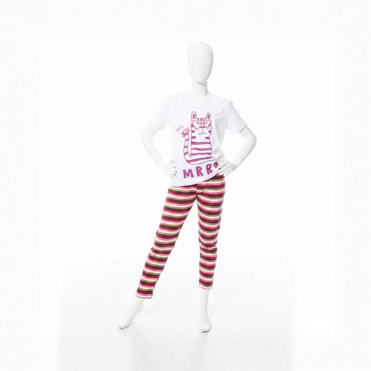 CAESAR Girls Printed Cotton Pajama Set with Half Sleeves - Multicolor