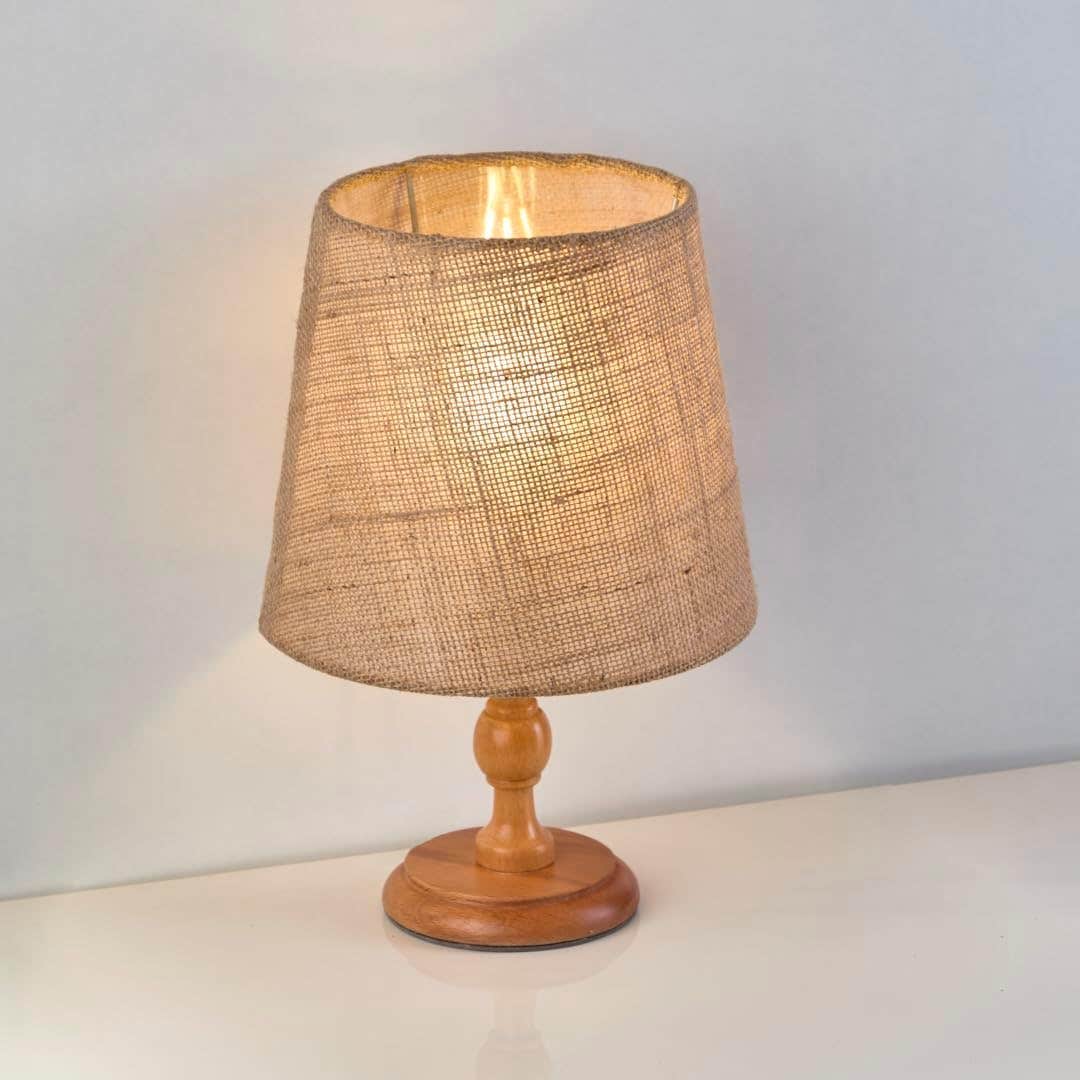 Nagafa Shop Dana Table Lamp - Natural Jute, Modern & Classic Design, Soft LED Lighting - Beige/Brown