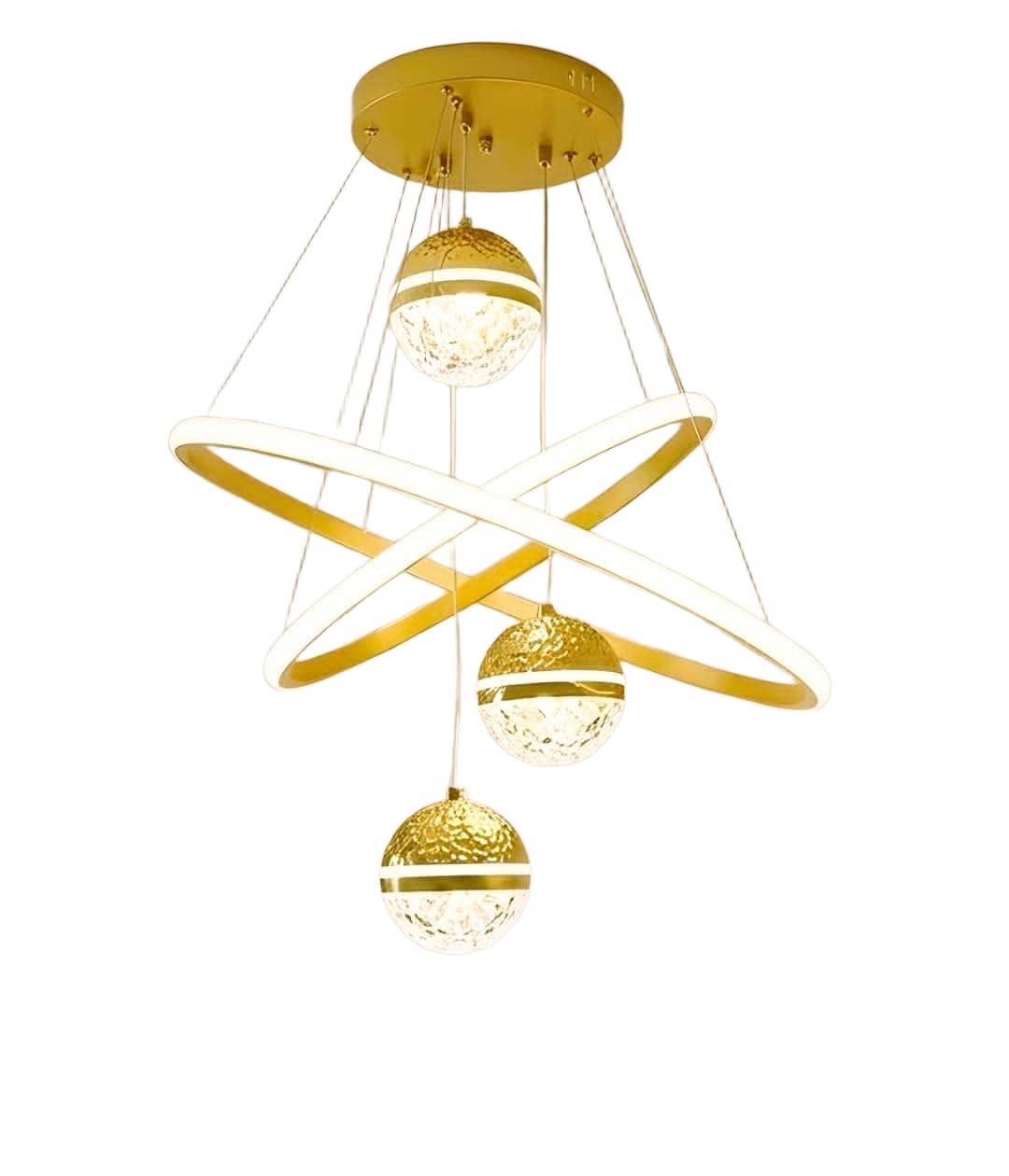Modern Champagne LED Ceiling Chandelier - 40x50x50 cm