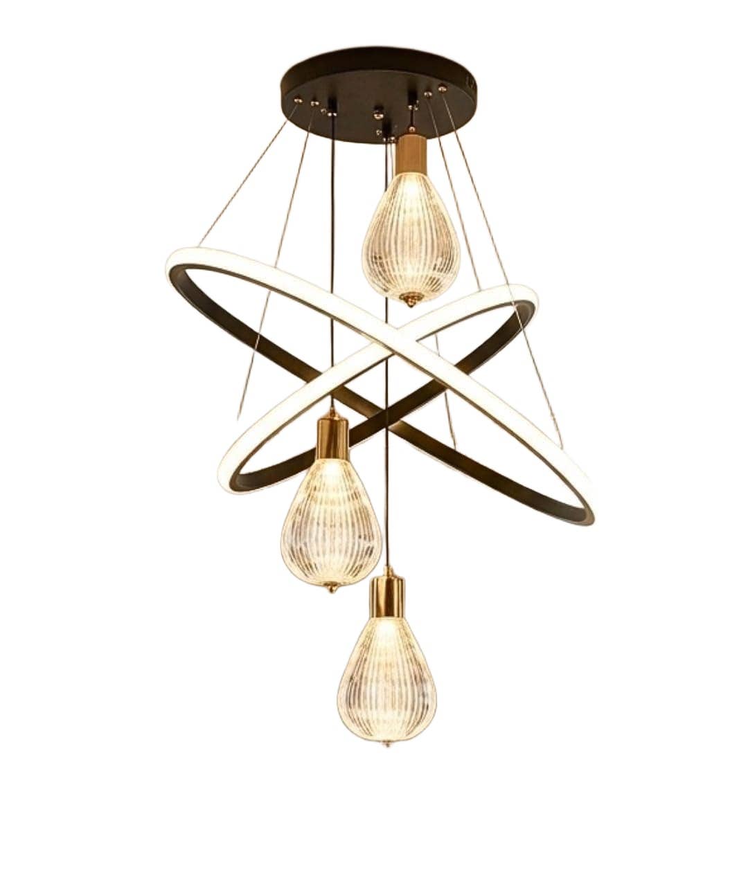 Modern LED Ceiling Chandelier - Gold & Black