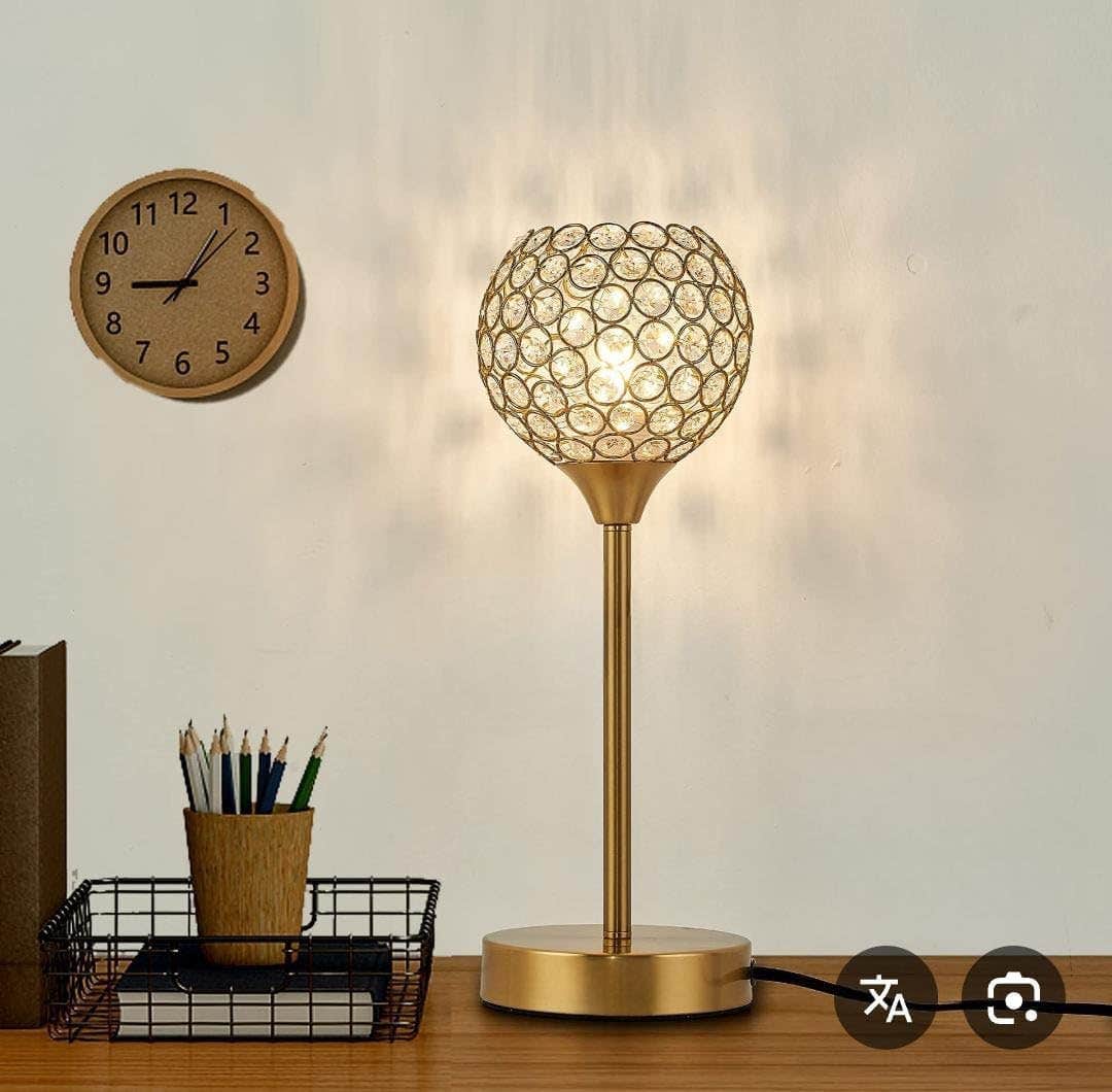 Modern Crystal Bedside and Reception Lamp - Gold, Stainless Steel - 40x15x30 cm